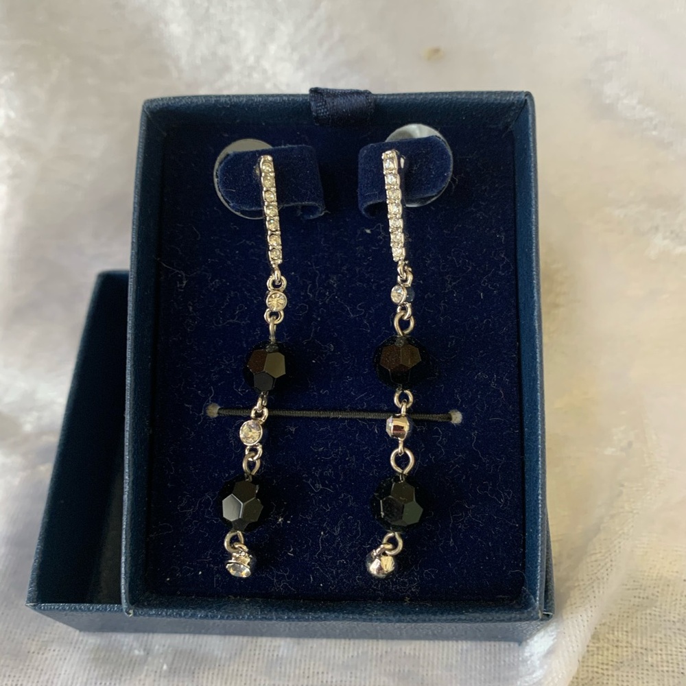 Personal Accents Jet Bead Crystal Earrings